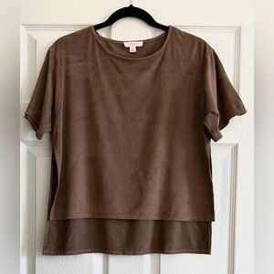Sun & Shadow Brown Short Sleeve Top